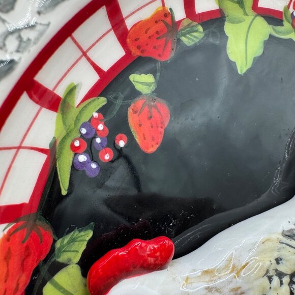 Vintage Bella Casa by Ganz Hand Painted Hen Chicken 3D Wall Plate Decor black wh - Picture 4 of 15